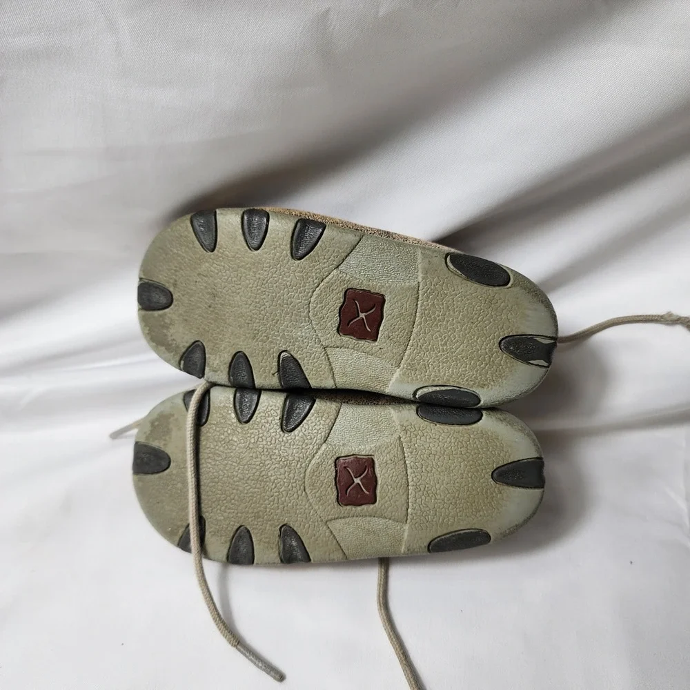 Twisted X‎ Infant Driving Mocs Tan Leather Woven Fabric Shoes ICA0012 Size 8M